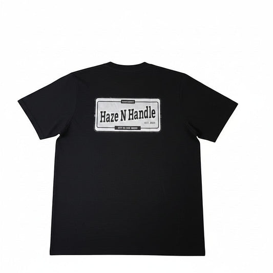 Black Haze N Handle vintage badge tee with crew neck and short sleeves. Features a large retro graphic on the back and subtle sleeve branding.
